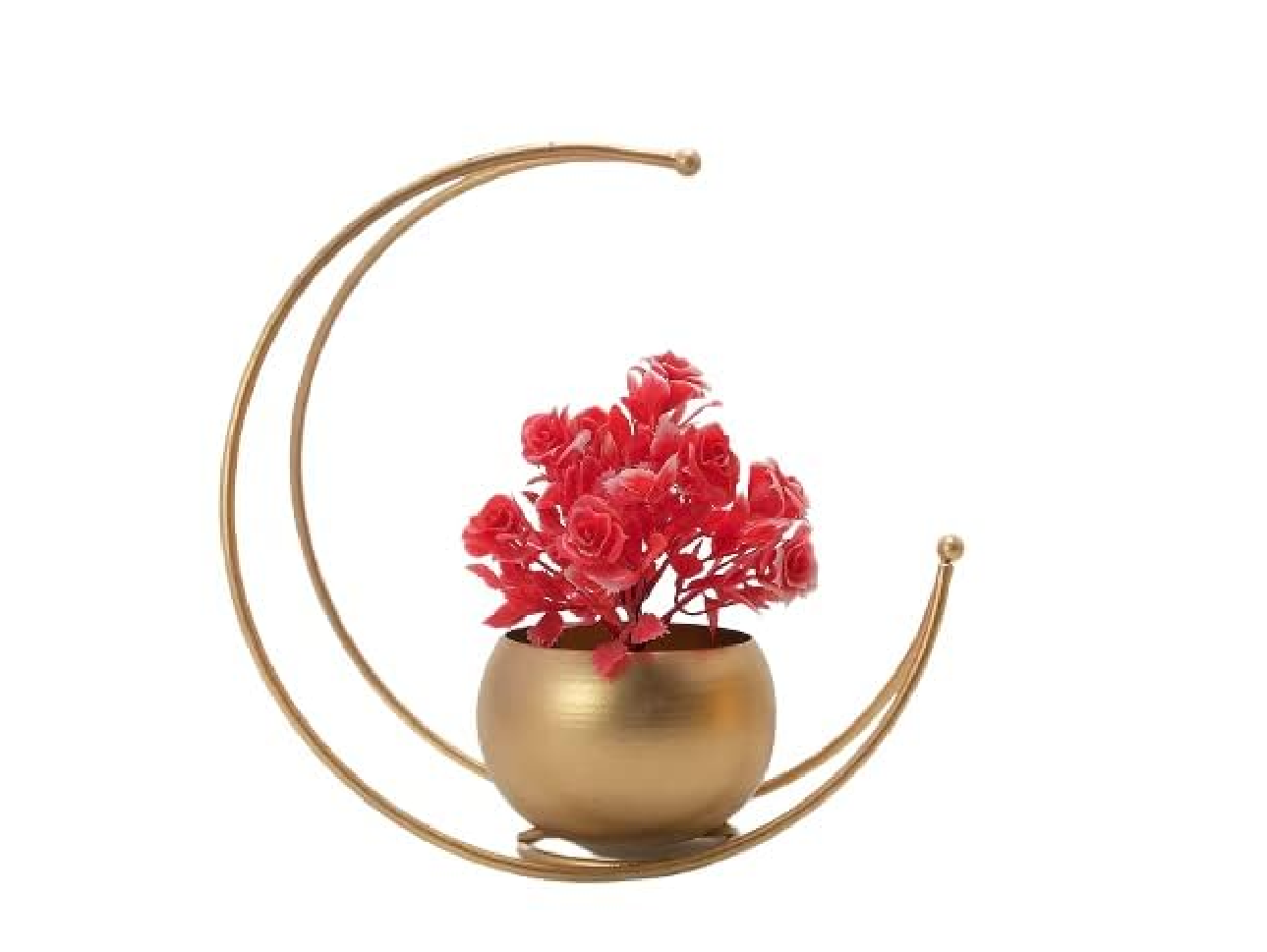 Modern Gold Geometric Flower Vase Half Moon Design Flower Pot Stand